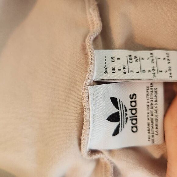 Adidas Beige Pull On Adicolor Classics 3-Stripes 7/8 Flare Leggings Size Small - Picture 9 of 10